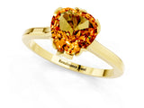 Yellow gold Heart Cut Citrine Solitaire Ring with Flower Prong Setting and Classic Band_37
