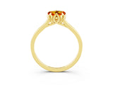 Yellow gold Heart Cut Citrine Solitaire Ring with Flower Prong Setting and Classic Band_39