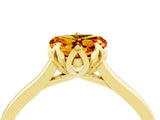 Yellow gold Heart Cut Citrine Solitaire Ring with Flower Prong Setting and Classic Band_40