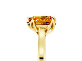 Yellow gold Heart Cut Citrine Solitaire Ring with Flower Prong Setting and Classic Band_41