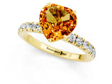 Yellow gold Heart Cut Citrine Solitaire Ring with Pavé Accents and Four-Prong Setting_1