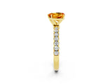 Yellow gold Heart Cut Citrine Solitaire Ring with Pavé Accents and Four-Prong Setting_2