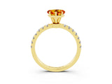 Yellow gold Heart Cut Citrine Solitaire Ring with Pavé Accents and Four-Prong Setting_3
