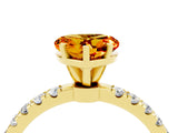 Yellow gold Heart Cut Citrine Solitaire Ring with Pavé Accents and Four-Prong Setting_4