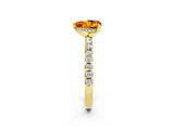 Yellow gold Heart Cut Citrine Solitaire Ring with Pavé Band and Four-Prong Setting_26