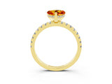 Yellow gold Heart Cut Citrine Solitaire Ring with Pavé Band and Four-Prong Setting_27