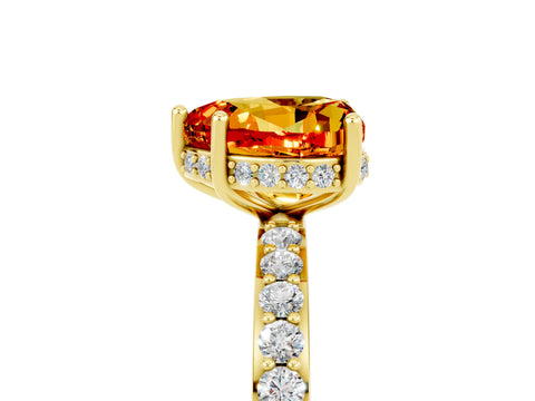 Yellow gold Heart Cut Citrine Solitaire Ring with Pavé Band and Hidden Halo_17
