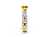 Yellow gold Heart Cut Citrine Solitaire Ring with Pavé and Channel Set Band_2