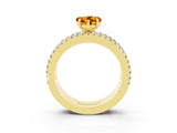 Yellow gold Heart Cut Citrine Solitaire Ring with Pavé and Channel Set Band_3