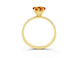 Yellow gold Heart Cut Citrine Solitaire Ring with Pave Band and Four Prong Setting_27