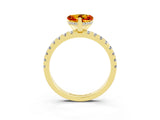 Yellow gold Heart Cut Citrine Solitaire Ring with Round  Pavé Band and Four-Prong Setting_39