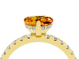 Yellow gold Heart Cut Citrine Solitaire Ring with Round  Pavé Band and Four-Prong Setting_40