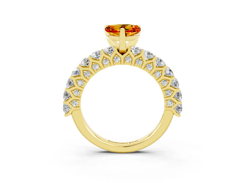 Yellow gold Heart Cut Citrine Solitaire Ring with Shared Prong Pavé Band and Four-Prong Setting_15