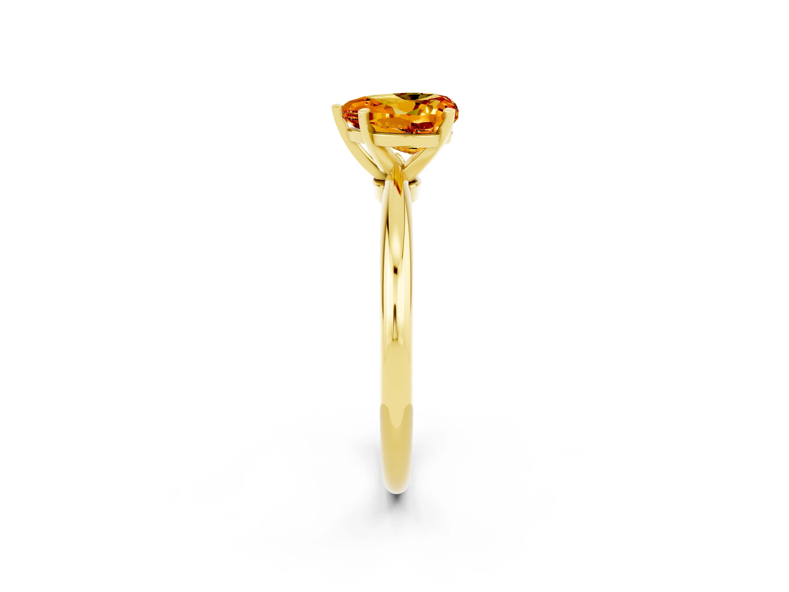 Yellow gold Heart Cut Citrine Solitaire Ring with Six-Prong Setting and Classic Band_2