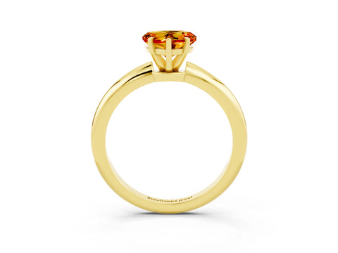 Yellow gold Heart Cut Citrine Solitaire Ring with Six-Prong Setting and Classic Band_3