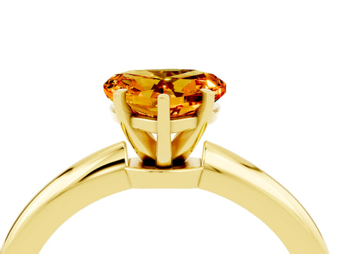 Yellow gold Heart Cut Citrine Solitaire Ring with Six-Prong Setting and Classic Band_4