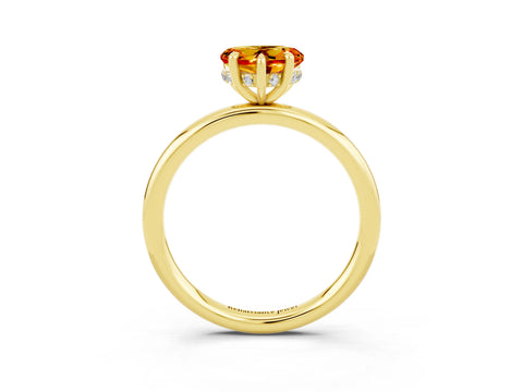 Yellow gold Heart Cut Citrine Solitaire Ring with Thin Band and Four-Prong Setting_3