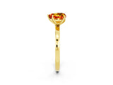 Yellow gold Heart Cut Citrine Solitaire Ring with Thin Band and Prong Setting_14