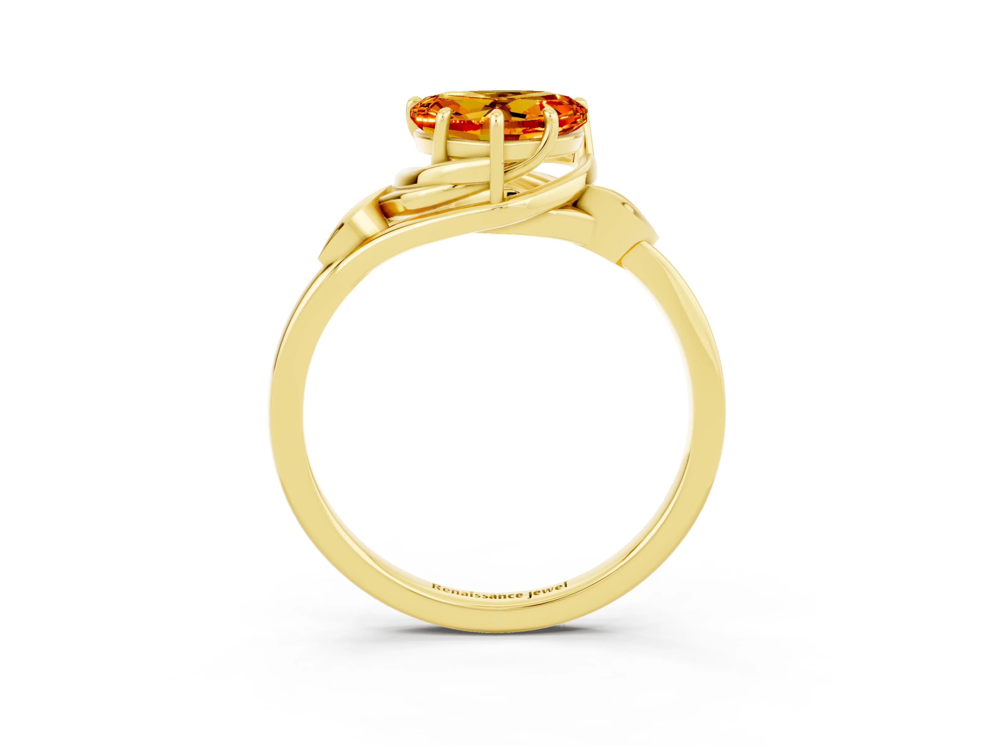 Yellow gold Heart Cut Citrine Solitaire Ring with Twist Band and Four-Prong Setting_39