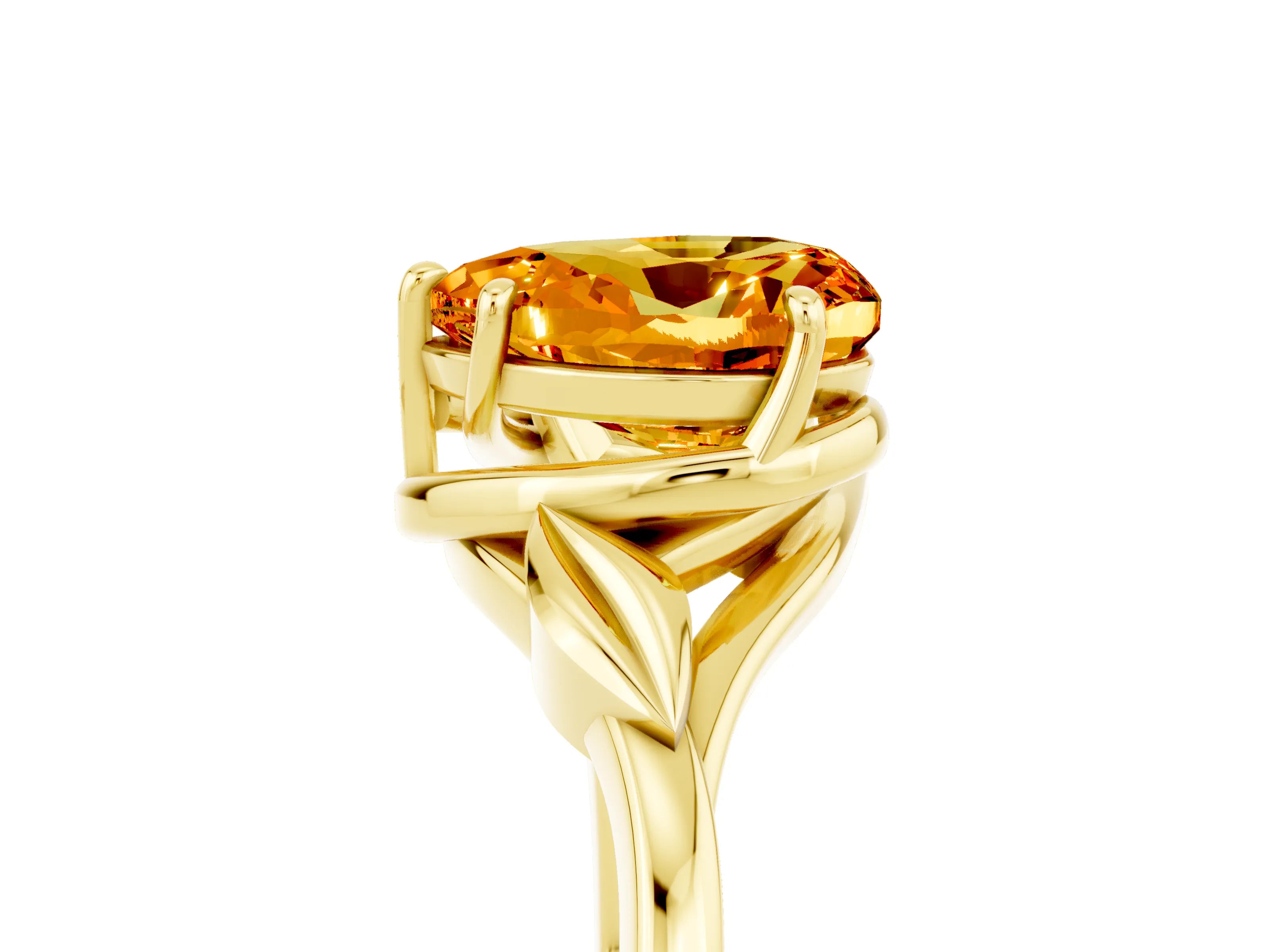 Yellow gold Heart Cut Citrine Solitaire Ring with Twist Band and Four-Prong Setting_41
