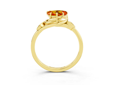 Yellow gold Heart Cut Citrine Solitaire Ring with Twist Band and Four-Prong Setting_51
