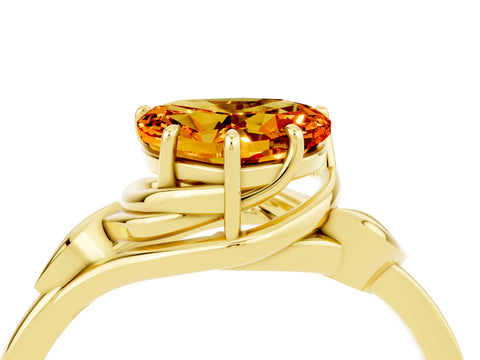 Yellow gold Heart Cut Citrine Solitaire Ring with Twist Band and Four-Prong Setting_52