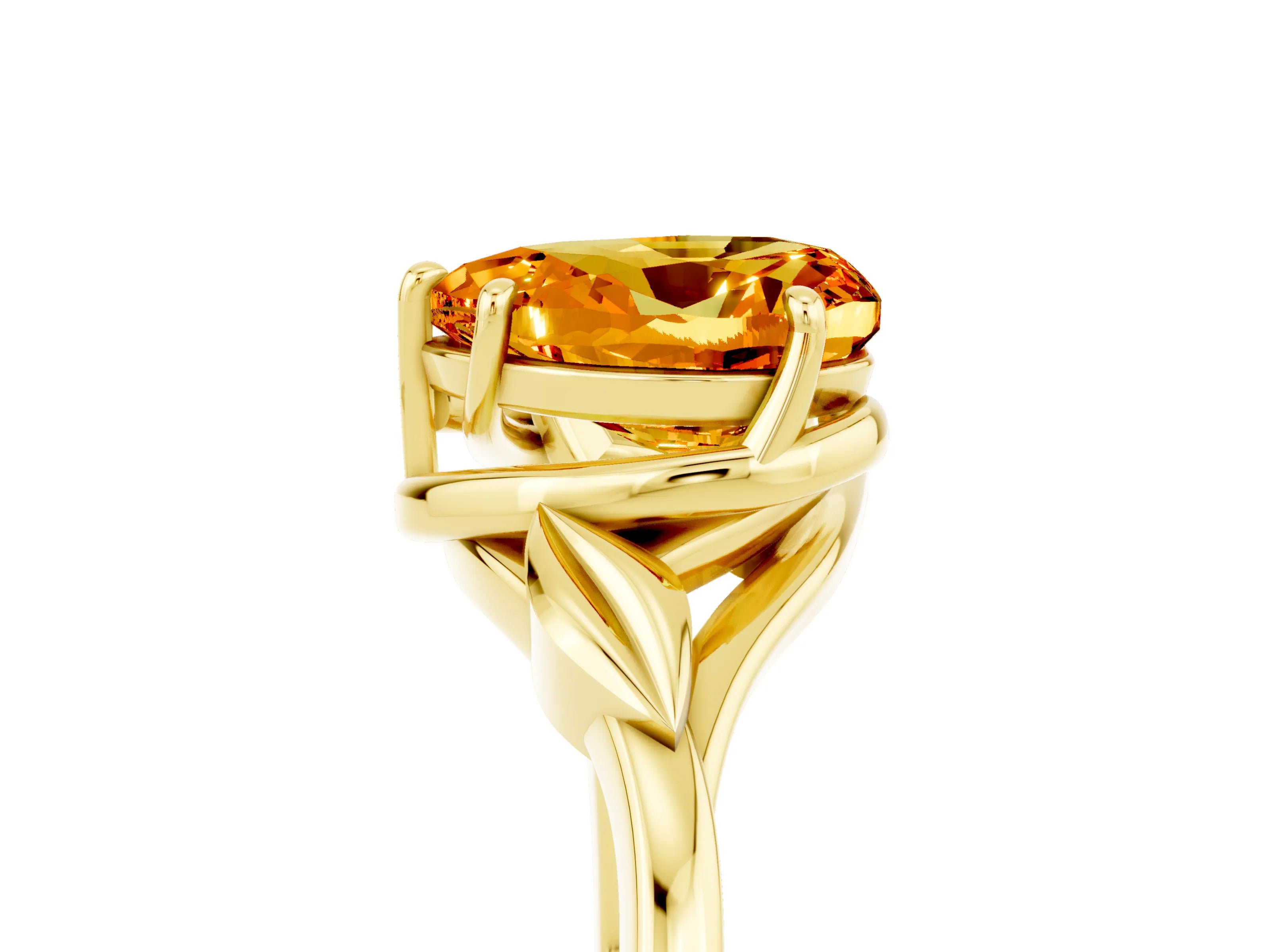 Yellow gold Heart Cut Citrine Solitaire Ring with Twist Band and Four-Prong Setting_53