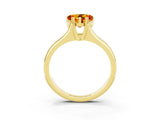 Yellow gold Heart Cut Citrine Solitaire Ring with Wide Band and Prong Setting_3