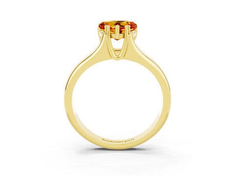 Yellow gold Heart Cut Citrine Solitaire Ring with Wide Band and Prong Setting_3