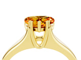 Yellow gold Heart Cut Citrine Solitaire Ring with Wide Band and Prong Setting_4