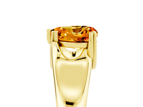Yellow gold Heart Cut Citrine Solitaire Ring with Wide Band and Prong Setting_5