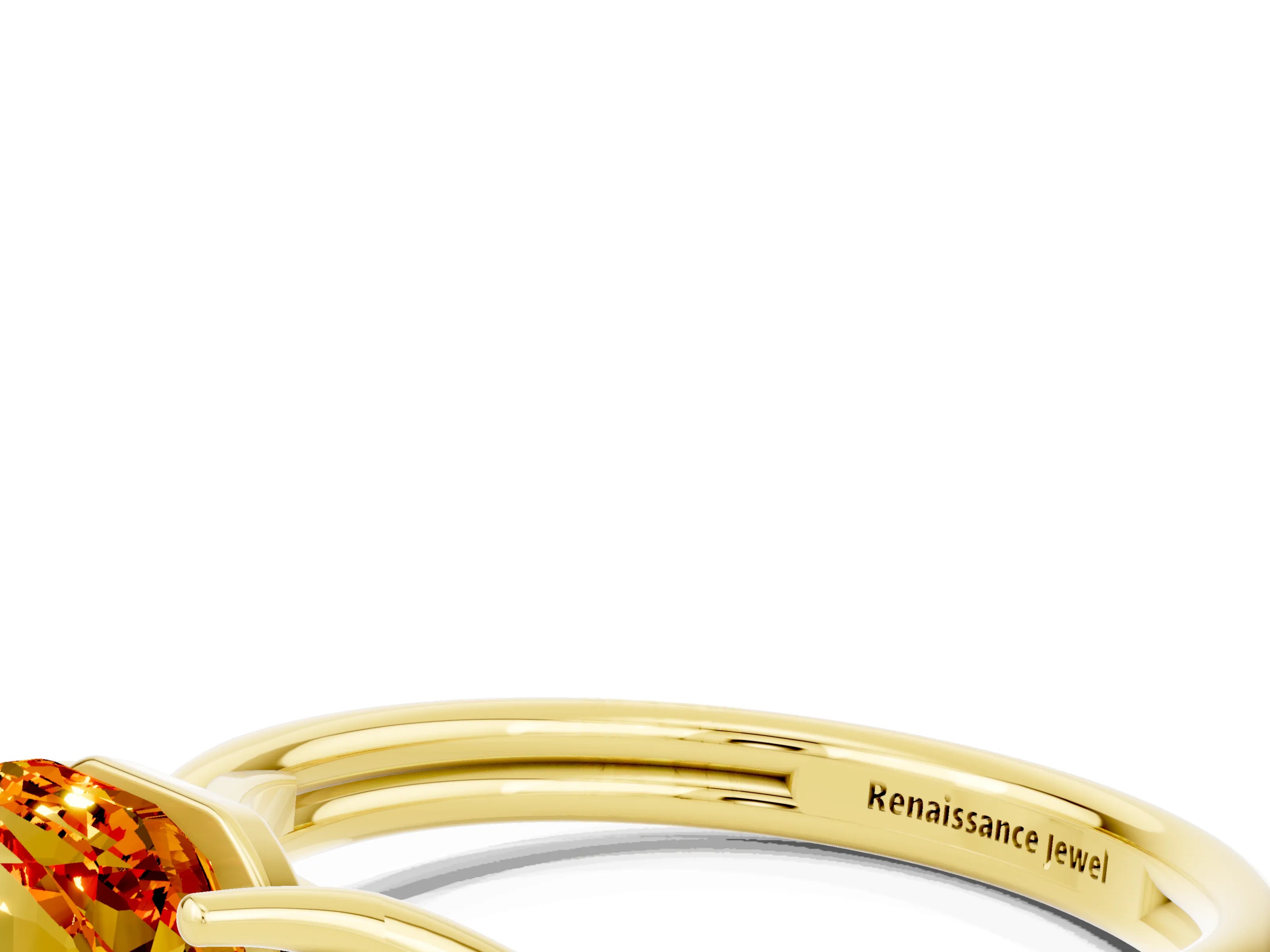 Yellow gold Heart Cut Citrine Solitaire Twist Band Prong Setting Ring_36