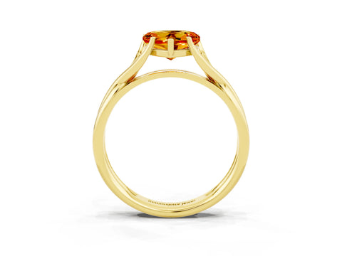 Yellow gold Heart Cut Citrine Solitaire Twist Band Prong Setting Ring_39