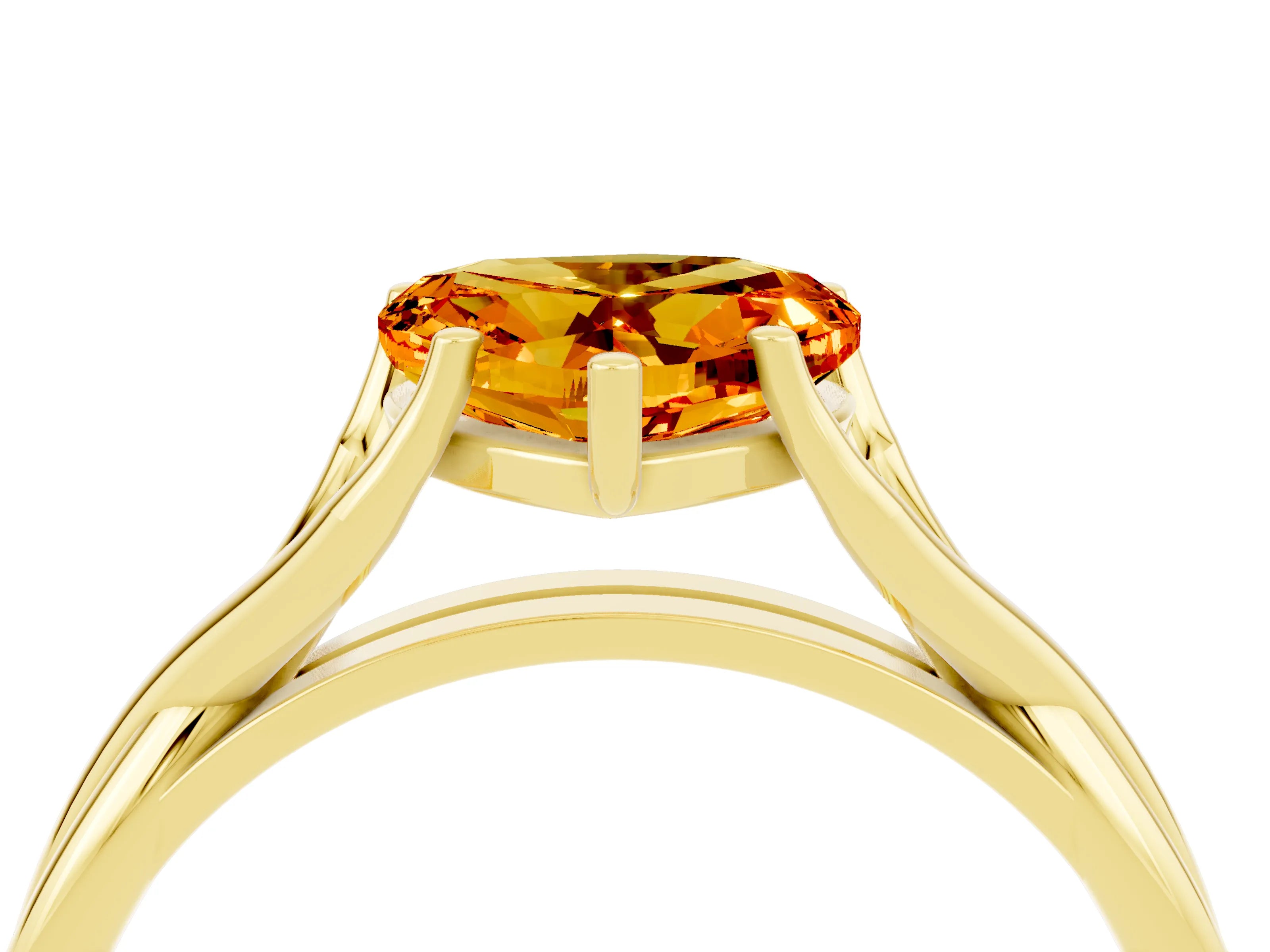 Yellow gold Heart Cut Citrine Solitaire Twist Band Prong Setting Ring_40