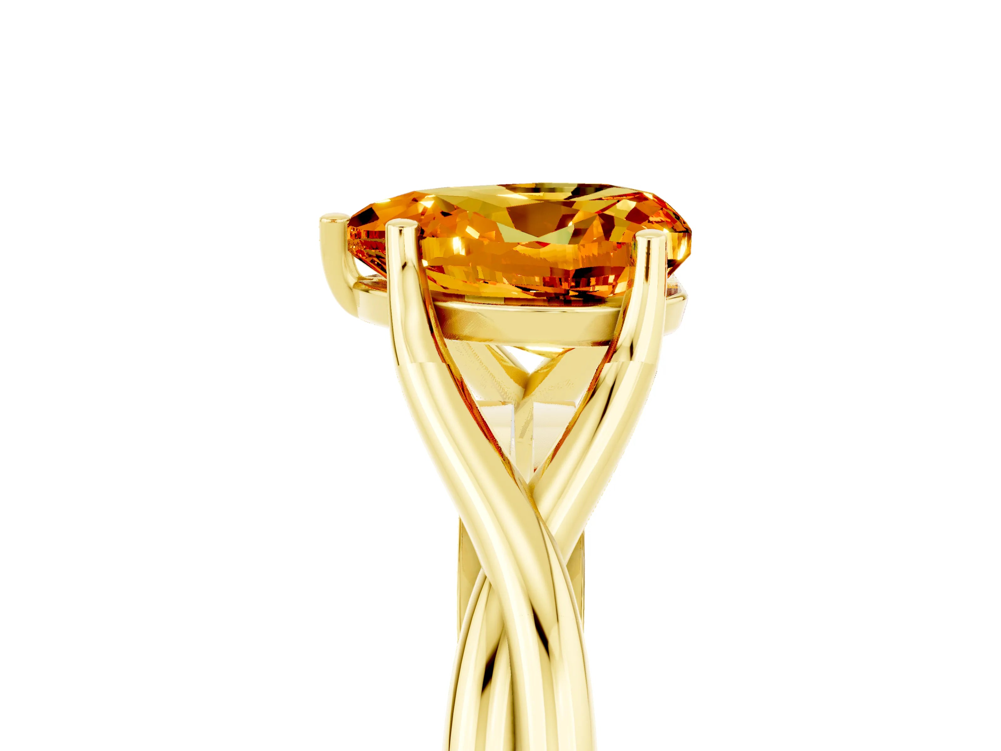 Yellow gold Heart Cut Citrine Solitaire Twist Band Prong Setting Ring_41