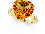 Yellow gold Heart Cut Citrine Solitaire Twisted Band with Round  Accents and Prong Setting_13