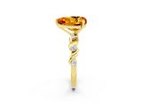Yellow gold Heart Cut Citrine Solitaire Twisted Band with Round  Accents and Prong Setting_14