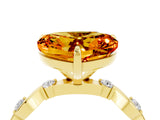 Yellow gold Heart Cut Citrine Solitaire Twisted Band with Round  Accents and Prong Setting_16