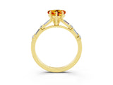 Yellow gold Heart Cut Citrine Solitaire with Side Baguettes and Channel Set Band_3