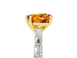 Yellow gold Heart Cut Citrine Solitaire with Side Baguettes and Channel Set Band_5
