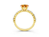 Yellow gold Heart Cut Citrine Solitaire with Side Stones, Pave Band, Four-Prong Setting_39