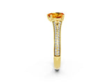 Yellow gold Heart Cut Citrine Split Shank Engagement Ring with Pavé Band_2