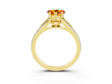 Yellow gold Heart Cut Citrine Split Shank Engagement Ring with Pavé Band_3