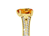 Yellow gold Heart Cut Citrine Split Shank Engagement Ring with Pavé Band_5