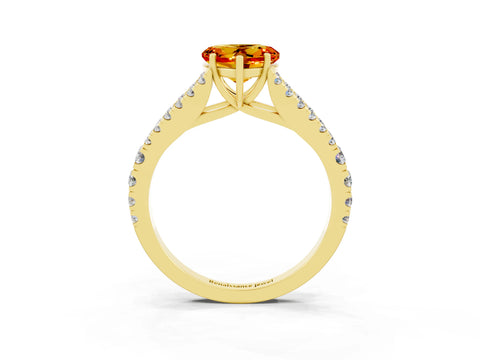 Yellow gold Heart Cut Citrine Split Shank Pavé Engagement Ring with Four-Prong Setting_15