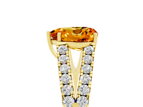 Yellow gold Heart Cut Citrine Split Shank Pavé Engagement Ring with Four-Prong Setting_17
