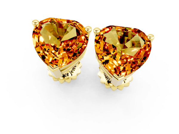 Yellow gold Heart Cut Citrine Stud Earrings