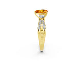 Yellow gold Heart Cut Citrine Three-Stone Ring with Pavé Split Shank and Four-Prong Setting_2