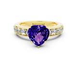 Yellow gold Heart Cut Cut Channel Set Diamond Engagement Ring with Four-Prong Setting