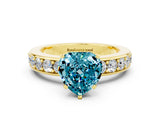 Yellow gold Heart Cut Cut Channel Set Diamond Engagement Ring with Four-Prong Setting